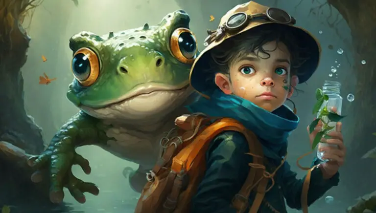 Boy and Frog on an adventure in a bedtime story