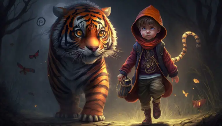 boy and tiger on a magical adventure