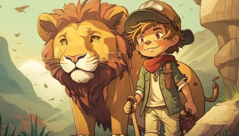 lion bedtime story for kids with boy wearing hat