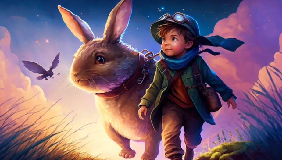big rabbit and boy in a magical bedtime story